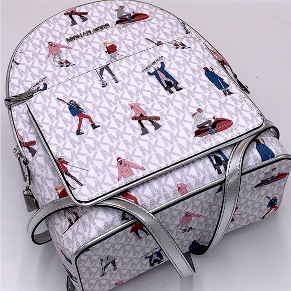 Michael Kors Jet Set Girls Adina Medium Backpack MK Bright White Silver … - Picture 11 of 15